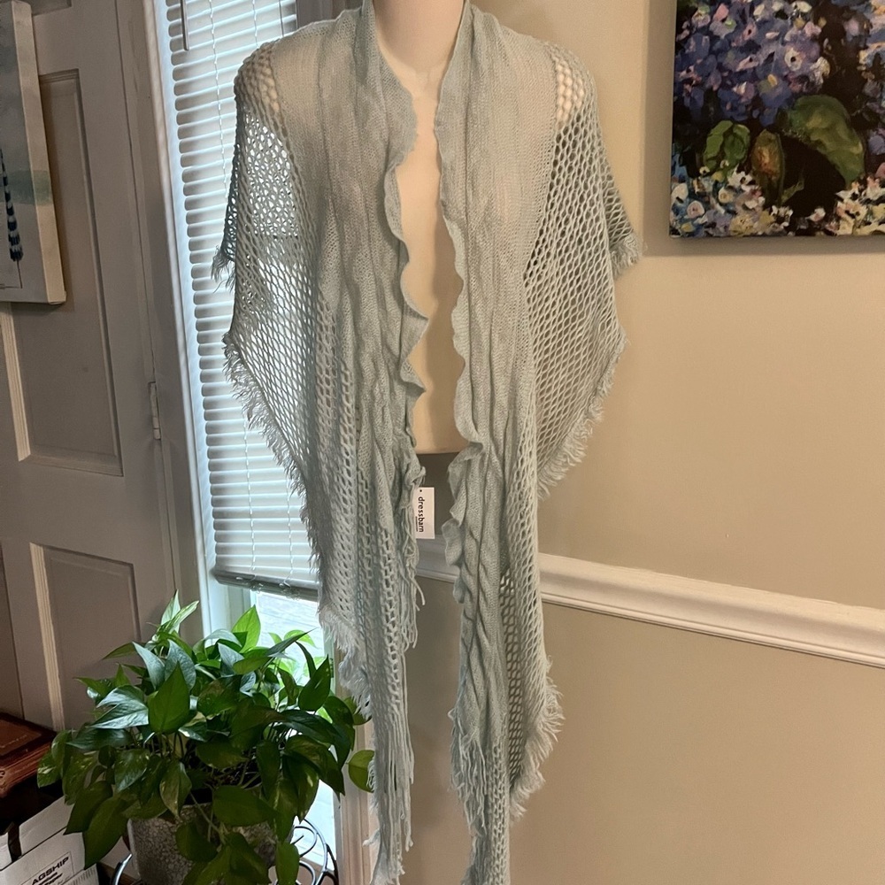 NWT Dressbarn Light Blue Knit Shawl - Picture 10 of 14